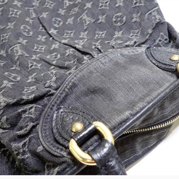 🩶🖤 RARE Louis Vuitton Black Denim Shoulder Bag - Picture 8 of 10